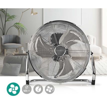 Ventilateur sur pied 80W/230V chrome brillant