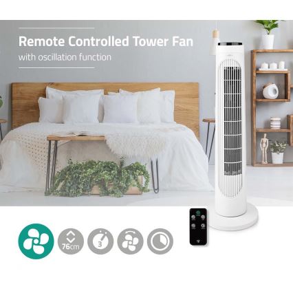 Ventilateur colonne 50W/230V blanc + Télécommande
