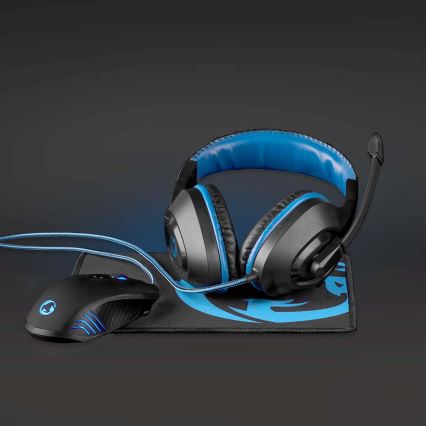 Set gaming 3en1 noir/bleu