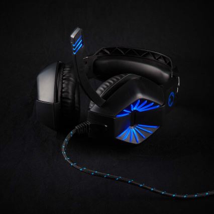 Casque gaming LED avec micro noir/bleu