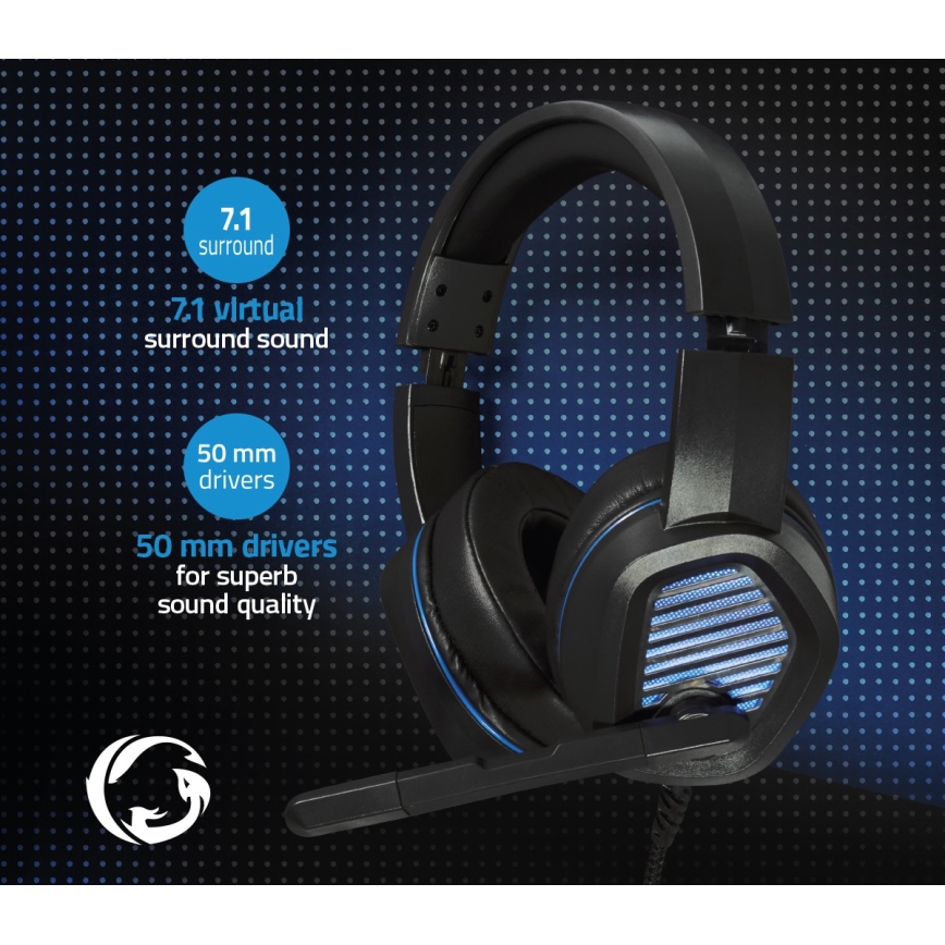 Casque gaming LED avec micro noir