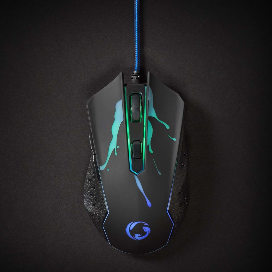 Souris gaming LED 1200/1800/2400/3600 DPI 6 boutons noir