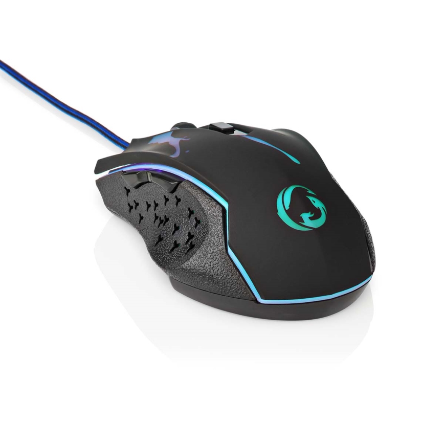 Souris gaming LED 1200/1800/2400/3600 DPI 6 boutons noir