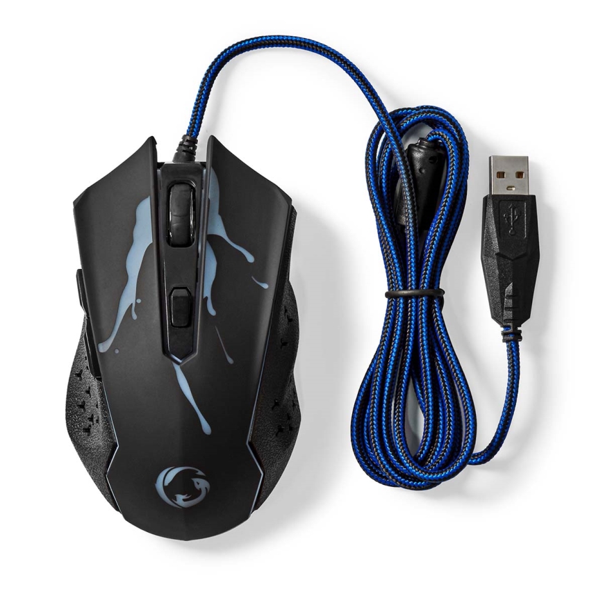 Souris gaming LED 1200/1800/2400/3600 DPI 6 boutons noir