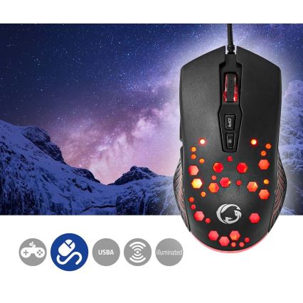 Souris gaming LED 800/1200/2400/3200/4800/7200 DPI 7 boutons noir