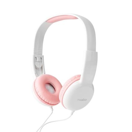 Casque filaire rose / blanc