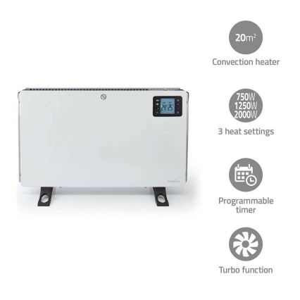Chauffage électrique/convecteur 750/1250/2000W/230V Wi-Fi Tuya + télécommande