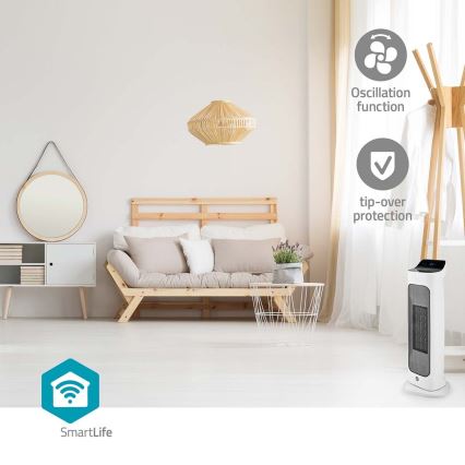 Ventilateur avec un élément chauffant en céramique Smartlife 400/2000W/230V Wi-Fi Tuya + télécommande