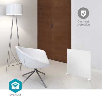 Panneau chauffant infrarouge 350 W / 230 V 59,8 x 62 cm IP44 Wi‑Fi Tuya + télécommande