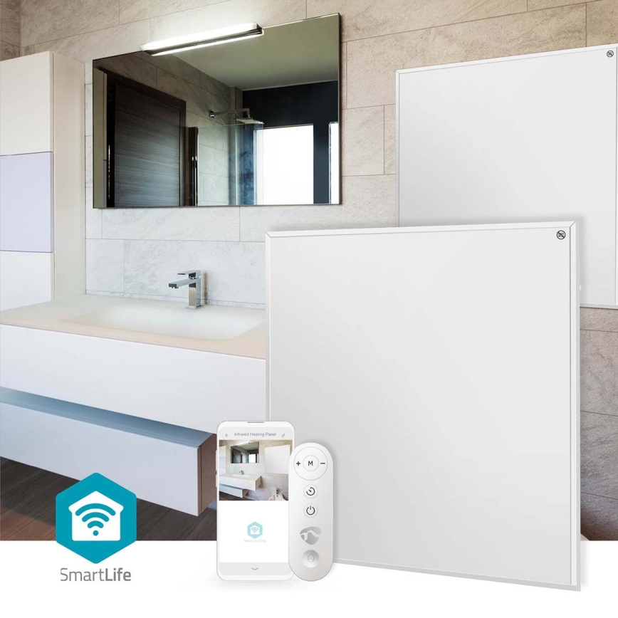 Panneau chauffant infrarouge 350 W / 230 V 59,8 x 62 cm IP44 Wi‑Fi Tuya + télécommande