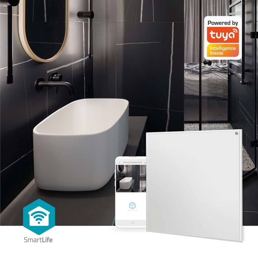 Panneau chauffant infrarouge 350 W / 230 V 59,8 x 62 cm IP44 Wi‑Fi Tuya + télécommande