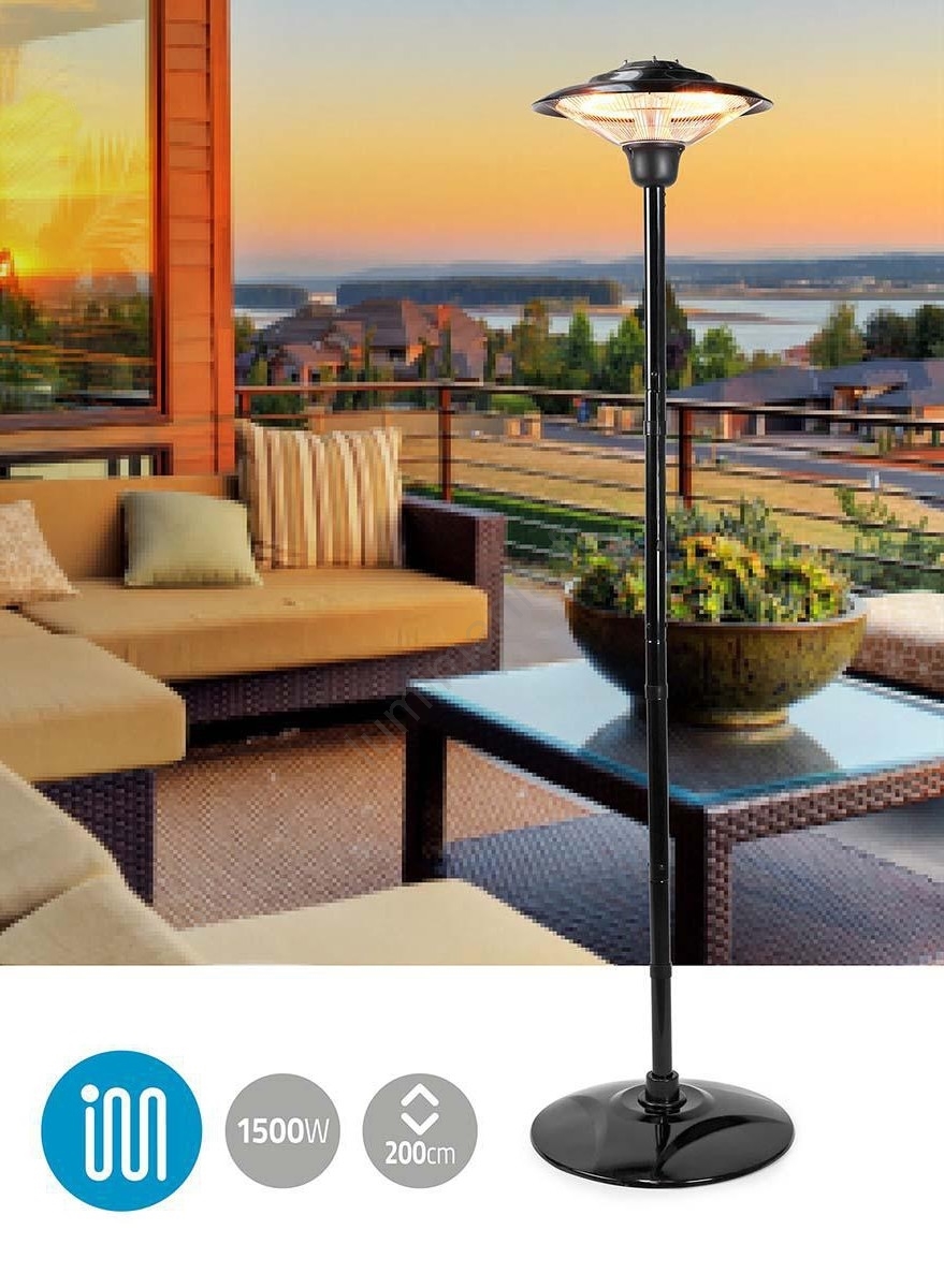 Chauffage De Terrasse Infrarouge 2000W Sur Pied Réglable – 4 Hauteurs, IP34, Pour Jardin, Balcon