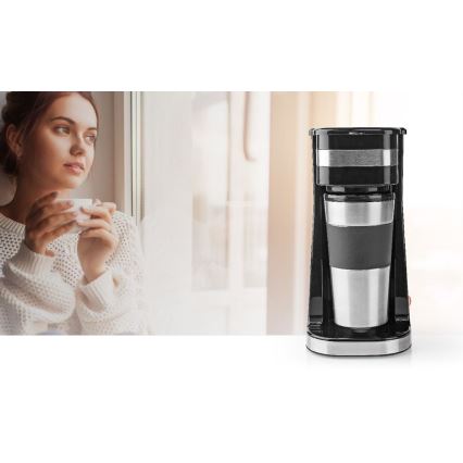 Cafetière pour 1 tasse (0,4 l) avec mug de voyage