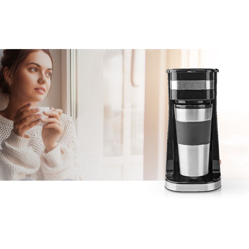 Cafetière pour 1 tasse (0,4 l) avec mug de voyage