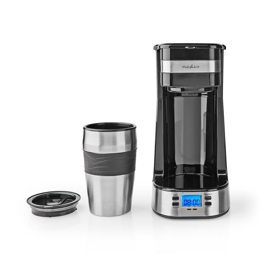 Machine à café pour une tasse (0,42 L) avec programmateur et mug de voyage