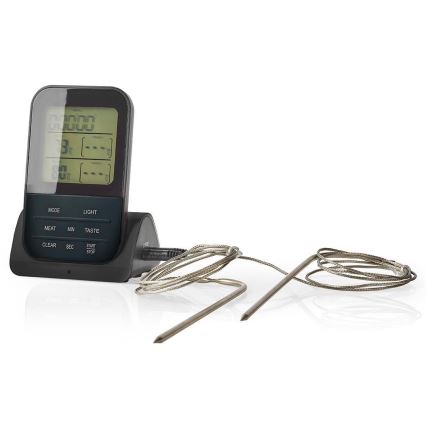 Thermomètre à viande sans fil avec écran LCD et minuteur 0-250 °C