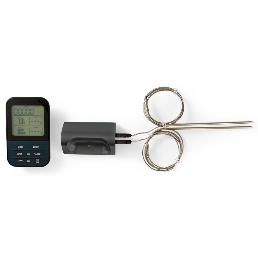 Thermomètre à viande sans fil avec écran LCD et minuteur 0-250 °C