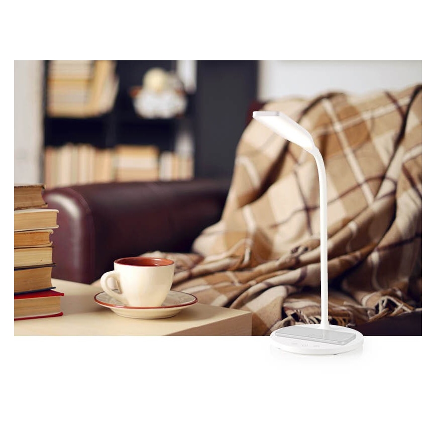 Lampe de table flexible à intensité variable avec recharge sans fil 15W Qi LED/5,5W/230V 2700-6500K blanc