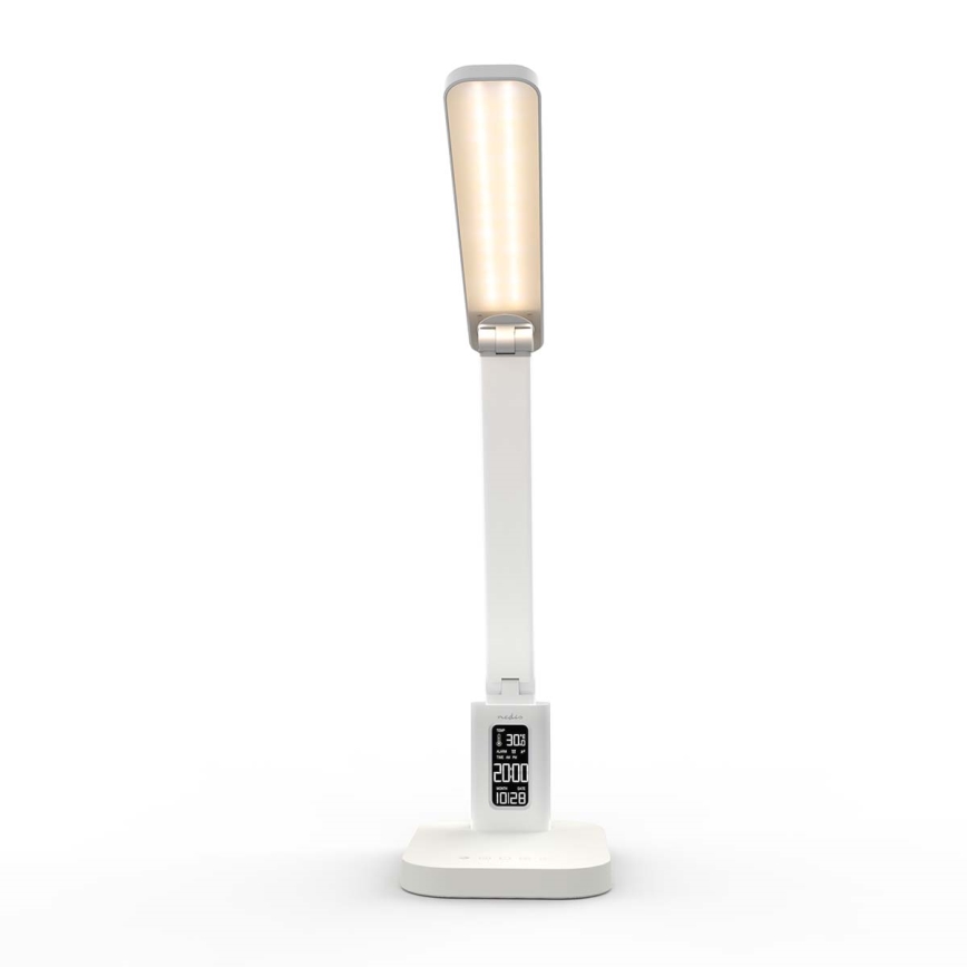 Lampe de table tactile rechargeable à intensité variable avec écran — 7,5 W LED / 1200 mAh / 3000/4000/5700 K / IRC 90 — blanc