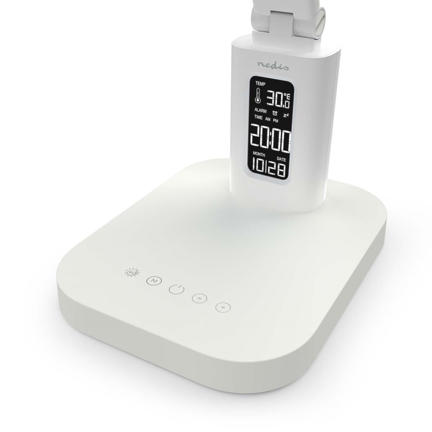 Lampe de table tactile rechargeable à intensité variable avec écran — 7,5 W LED / 1200 mAh / 3000/4000/5700 K / IRC 90 — blanc