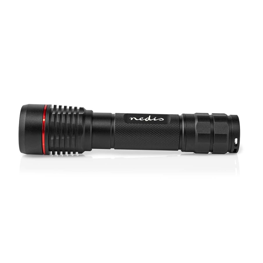 Lampe torche rechargeable en aluminium, à intensité variable, LED/10W/5V 2200 mAh IPX7, noire