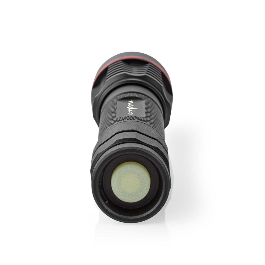 Lampe torche rechargeable en aluminium, à intensité variable, LED/10W/5V 2200 mAh IPX7, noire