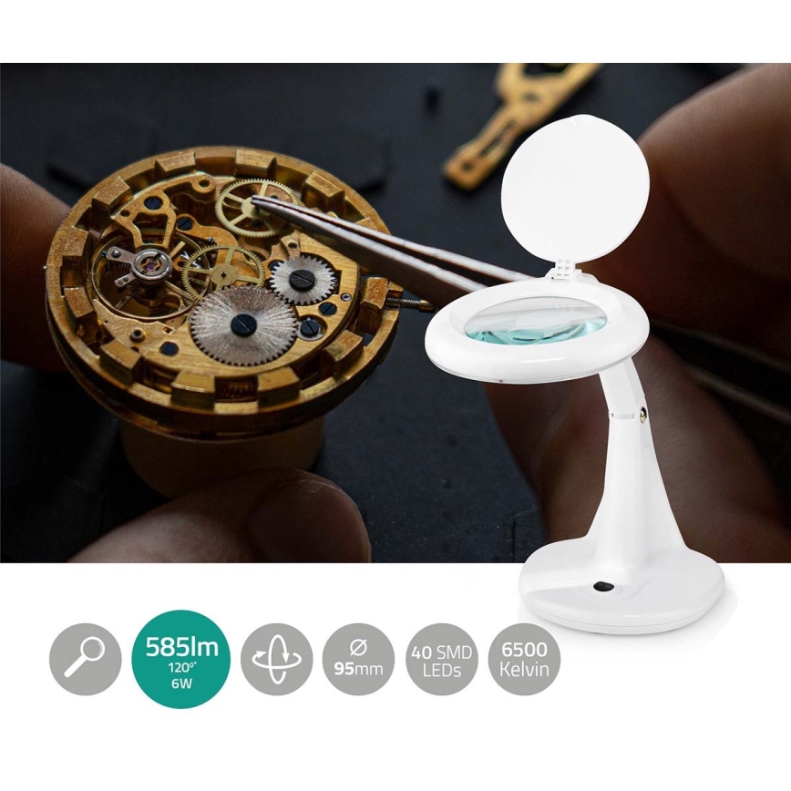 Lampe de table avec loupe LED/6,5W/230V 6500K
