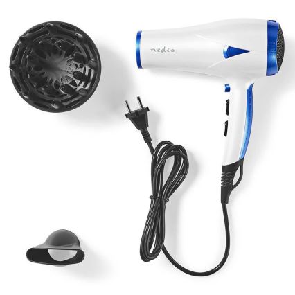 Sèche cheveux 2en1 2000W/230V blanc/bleu