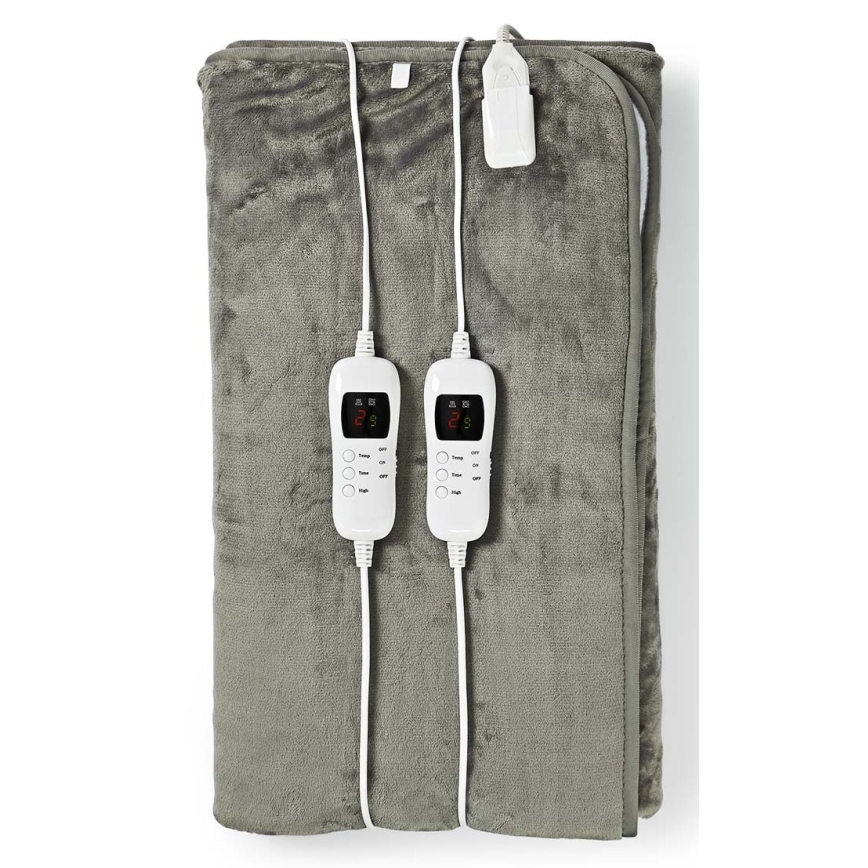 Couverture chauffante électrique pour 2 personnes 120W/230V 160x140cm grise