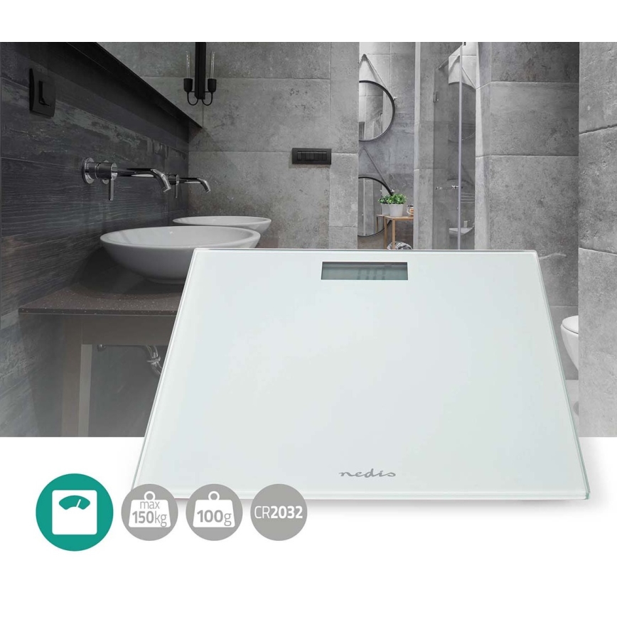 Pèse-personne numérique 1xCR2032 blanc