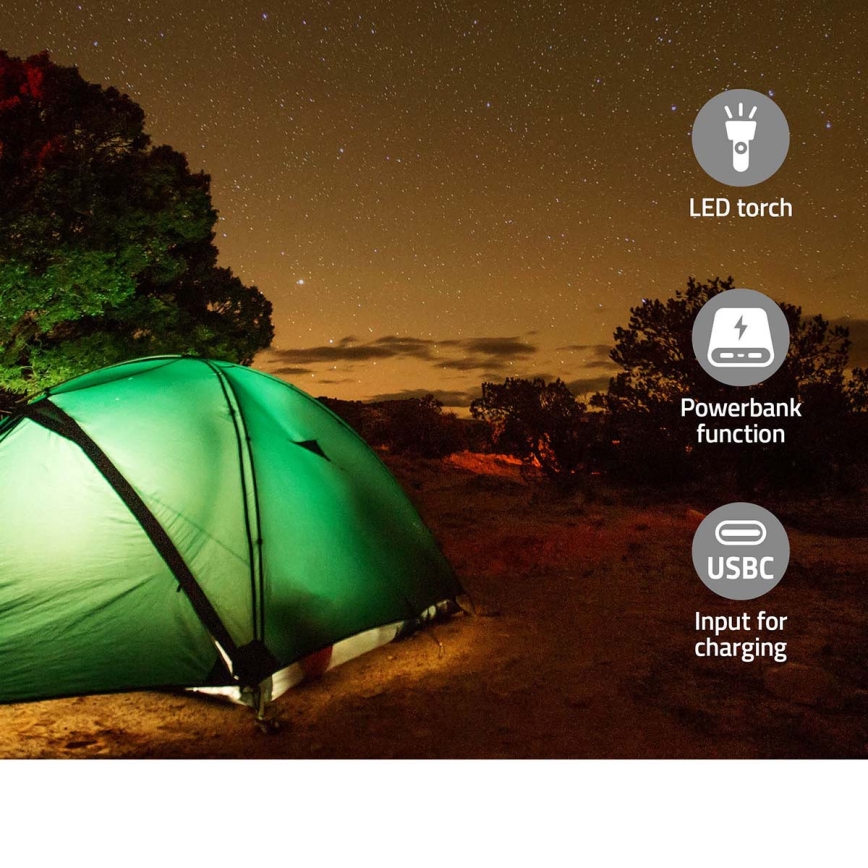 Radio DAB+/FM à manivelle avec panneau solaire et lampe torche LED 5V/2500 mAh vert/noir