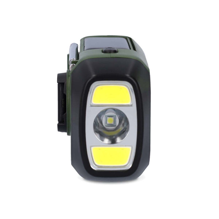 Radio DAB+/FM à manivelle avec panneau solaire et lampe torche LED 5V/2500 mAh vert/noir