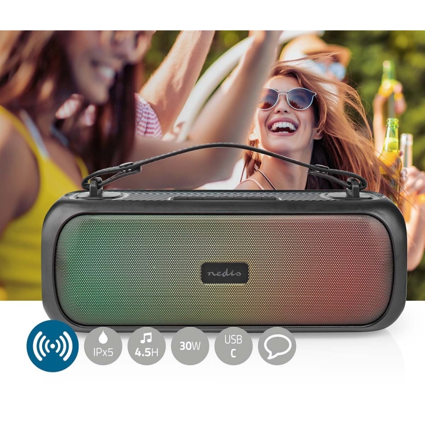 Enceinte rechargeable LED RGB 45W/3000 mAh IPX5