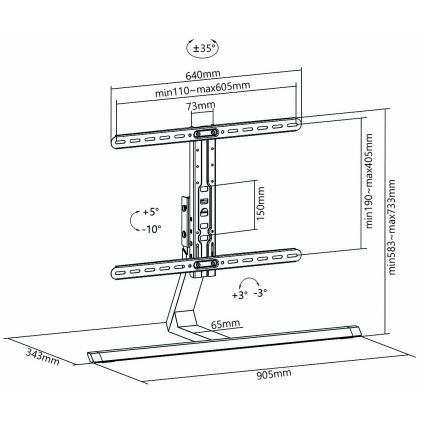 Support pour TV Full Motion 37-75”