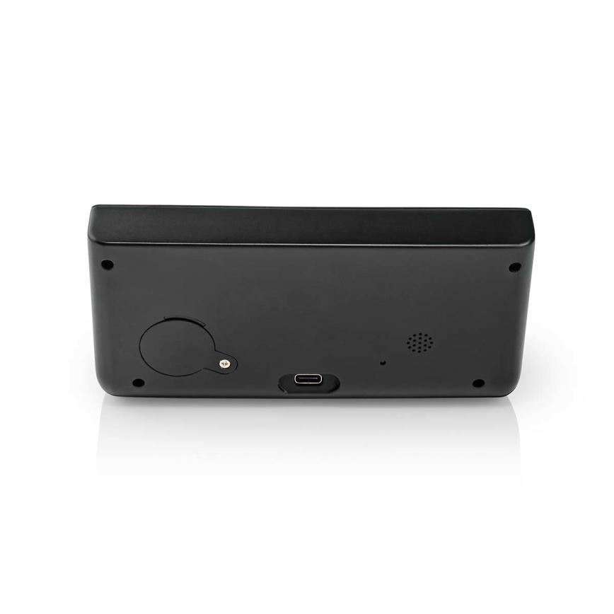Réveil avec écran LCD et chargeur sans fil 15W/5V + 1xCR2032 noir