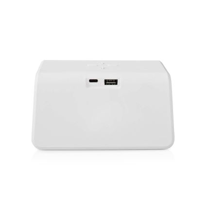 Réveil avec écran LCD et chargeur sans fil 15W/230V blanc