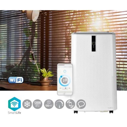 Climatiseur mobile connecté 3en1 incluant les accessoires complets 1357W/230V 12000 BTU Wi-Fi + télécommande.