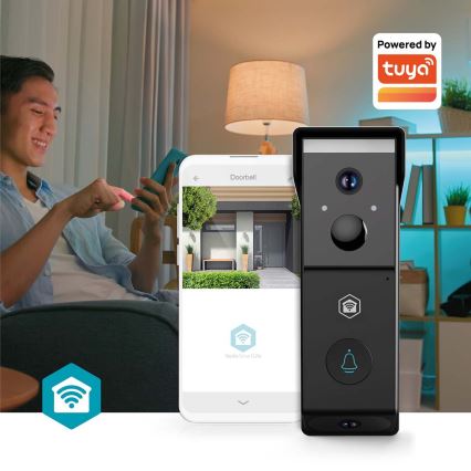 Sonnette vidéo SmartLife avec capteur de mouvement, batterie 4400 mAh pour une autonomie prolongée, 2 caméras Full HD 1080p, IP54, Wi-Fi, compatible Tuya