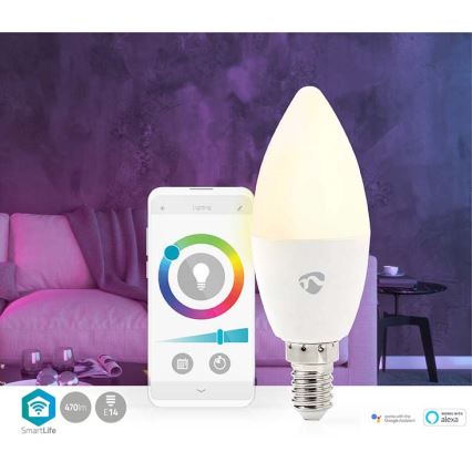 Ampoule à intensité variable LED RGB E14/4,9W/230V Wi-Fi 2700-6500K