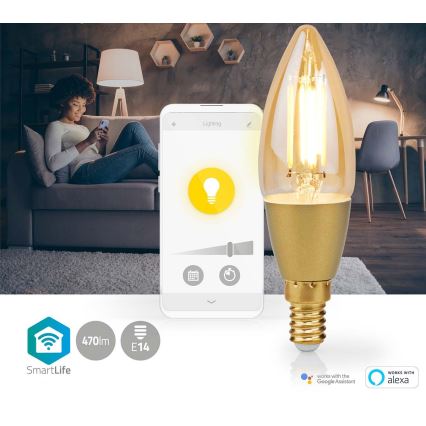 Ampoule à intensité variable LED Smartlife E14/4,9W/230V 1800-3000K Wi-Fi Tuya