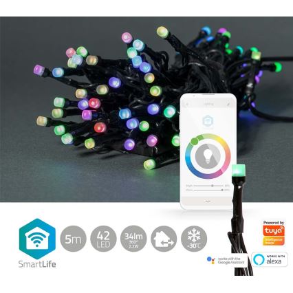 Guirlande LED RGB d'extérieur — 42 LEDs, 8 fonctions, 8 m, IP65, Wi‑Fi Tuya