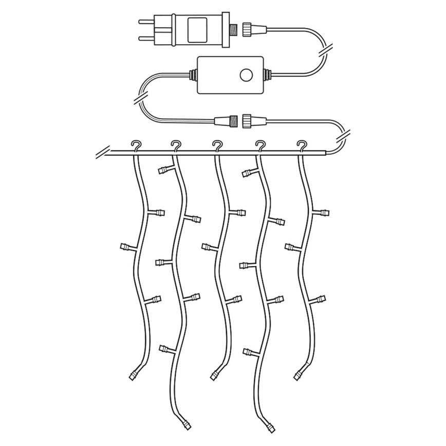 Rideau lumineux de Noël LED 200 LED / 11 fonctions, 6 m, IP65, Wi‑Fi Tuya, du blanc chaud au blanc froid
