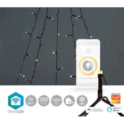 Rideau de Noël extérieur LED 200xLED/8 fonctions 5x7m IP65 Wi-Fi Tuya