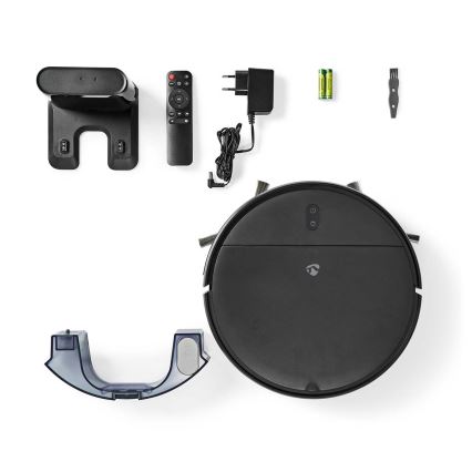 Aspirateur robot connecté avec une serpillère 28W/2500 mAh Wi-Fi noir + Télécommande