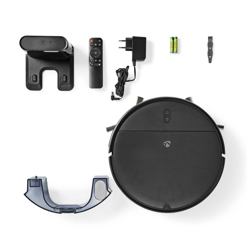 Aspirateur robot connecté avec une serpillère 28W/2500 mAh Wi-Fi noir + Télécommande