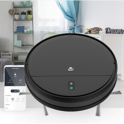Aspirateur robot connecté avec une serpillère 28W/2500 mAh Wi-Fi noir + Télécommande