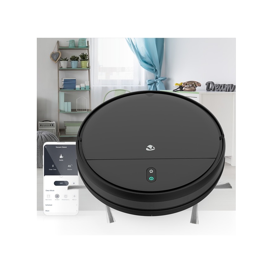 Aspirateur robot connecté avec une serpillère 28W/2500 mAh Wi-Fi noir + Télécommande