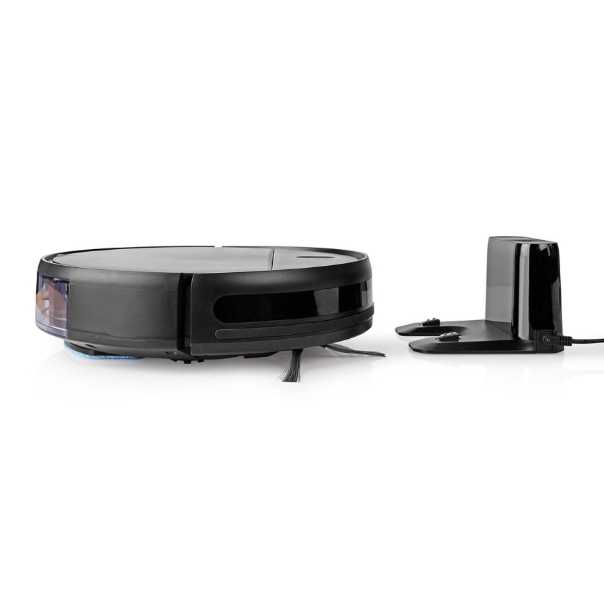 Aspirateur robot connecté avec une serpillère 28W/2500 mAh Wi-Fi noir + Télécommande