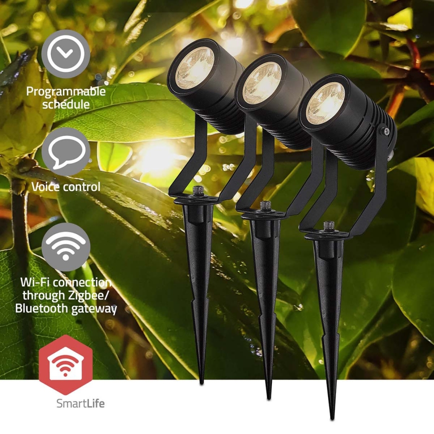 Lot 3x lampes d'extérieur LED RGBW dimmables SmartLife LED/3W/230V IP65 Wi-Fi Tuya noires
