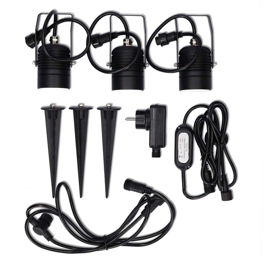 Lot 3x lampes d'extérieur LED RGBW dimmables SmartLife LED/3W/230V IP65 Wi-Fi Tuya noires